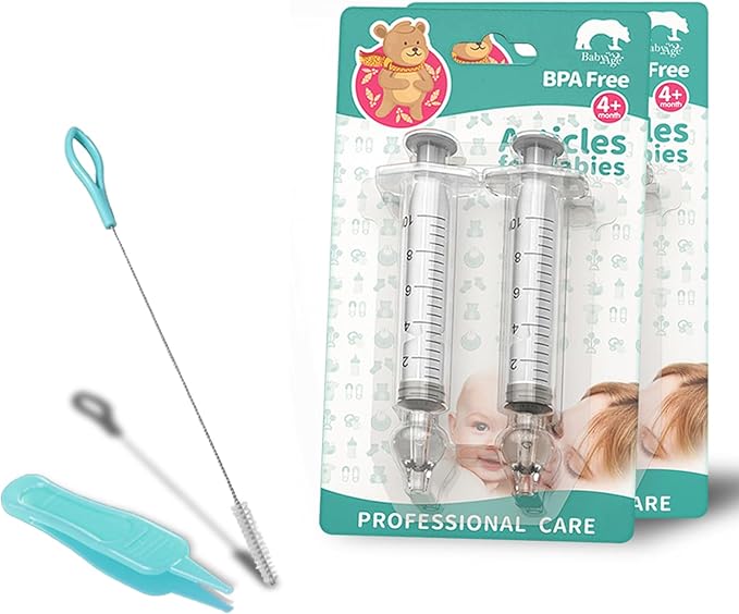 Nasal Syringe for Baby - 4PCS with Cleaning Tools - Safe Silicon Baby Nasal Aspirator Qucik Syringe Nose Cleaner Rinsing Tool for Baby/Infant/Kid (Transparent, 4PCS)