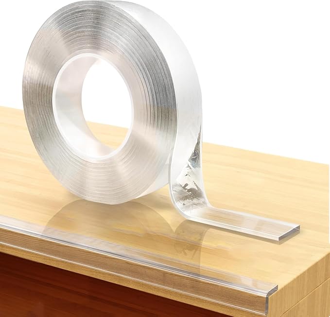 12ft Clear Edge Protector Strip | Transparent PVC Cushion Guard | Baby Safety Edge Protector Tape & Furniture Corner Bumper | Baby-Proofing Set, Non-Toxic & Safe for Tables, Fireplaces & Countertops
