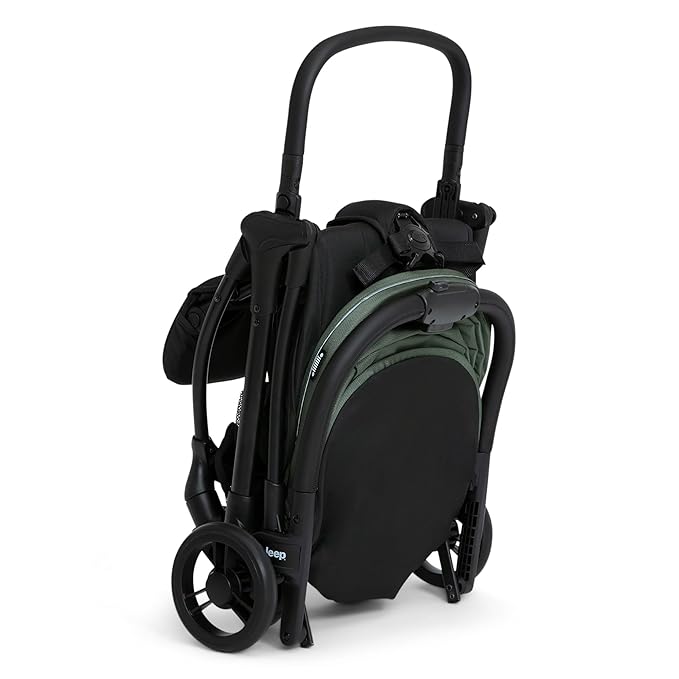 Jeep Altitude Compact Travel Stroller by Delta Children Greenguard Gold, Easy One Hand Fold, Lightweight, Extendable Canopy with Peek-a-Boo Window, Reclining Seat, 4 Wheel Suspension, Olive Green