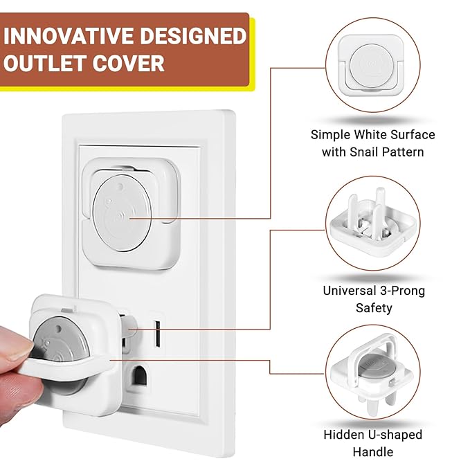 Outlet Covers Baby Proofing, 40 Pack Child Proof Plug Socket Covers Electric Plug Protectors Safety Caps to Prevent Power Shock, for US 3-Prong, Gray & White