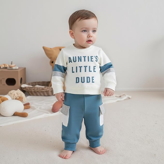 Infant Baby Boy Fall Clothes Set Funny Letter Sweatshirt Pant Outfit Toddler Winter Clothes 6 12 18 Months 2T 3T