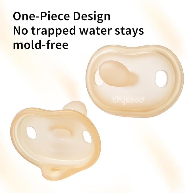 Thyseed Newborn Pacifiers 0-3 3-6 0-6 Months Ultra Light Silicone Baby Pacifier Girl Boy Infant Paci for Breastfed Babies Breastfeeding Pacii One Piece Flat Soothies for Sensitive Skin BPA Free 2 Pack