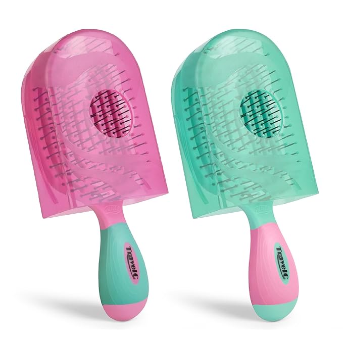 NuWay 4HAIR® U.S. Patented Detangler Hair Brush for Men & Women - Pink & Teal | Hair Comb for Scalp Care - Fast Dry Venting Scheme - TravelC Detangling Brush for All Hair Type