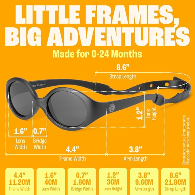 Polarized Baby Sunglasses With Strap - Unbreakable Flexible Infant Sunglasses For Toddlers Newborns 0-24 Months