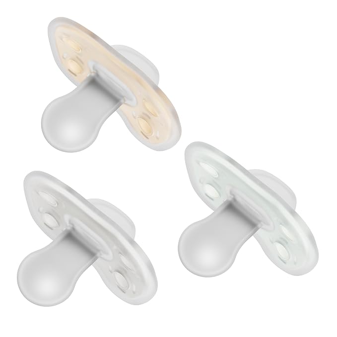 Dr. Brown's Advantage One-Piece Silicone Baby Pacifier, Fully Symmetrical Soother, Pink/Ecru/Pink/Gray/Green/Tan, 0-6m, BPA Free, 6 Pack