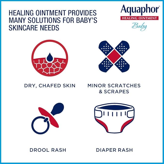 Aquaphor Baby Healing Ointment - Advanced Therapy for Chapped Cheeks and Diaper Rash, 4 Tube Pack