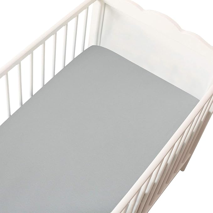Flannel Crib Sheet for Girl, 100% Cotton Flannel, Heavenly Soft Fitted Crib Sheet for Standard Crib (28" X 52") and Toddler Mattresses Warm, Grey