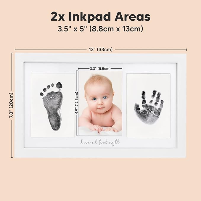 Inkless Hand and Footprint Kit, Boy, Girl, Newborn Keepsake - No Mess Ink Pad for Baby Handprint, Clean Touch Paw Print Kit for Dog Picture Frame,Personalized Baby Christmas Shower Gifts(Alpine White)