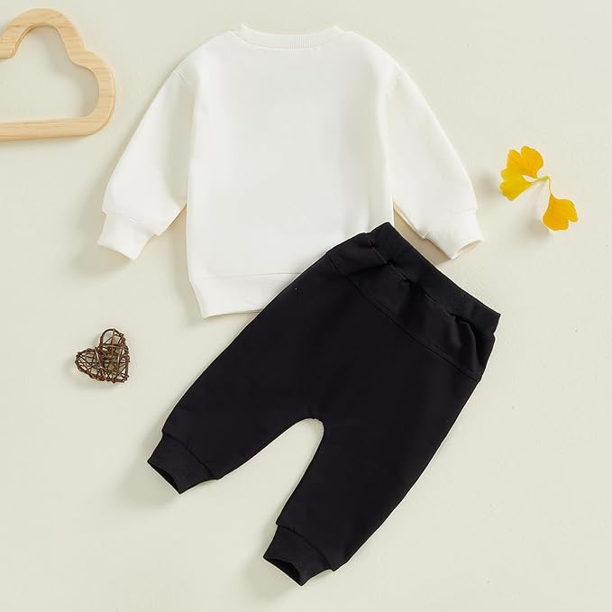 Infant Baby Boy Fall Clothes Set Funny Letter Sweatshirt Pant Outfit Toddler Winter Clothes 6 12 18 Months 2T 3T