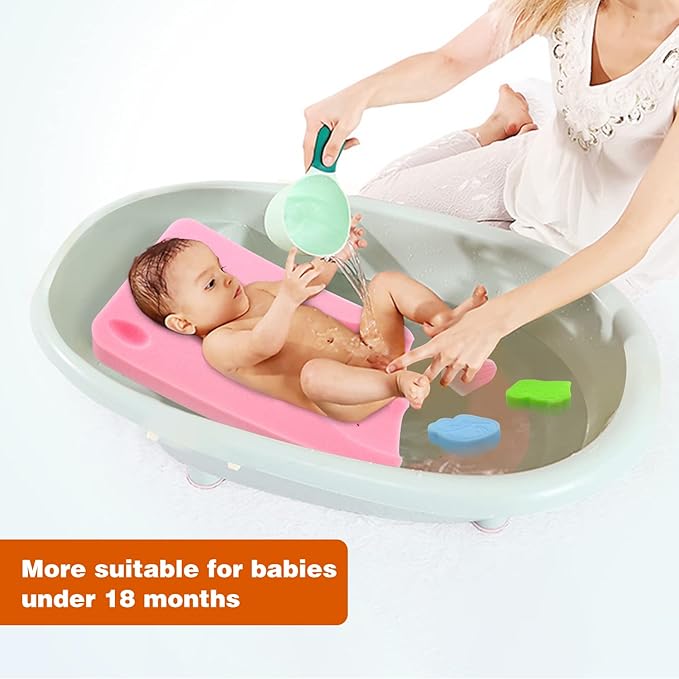 Baby Bath Sponge Soft Infant Bath Mat Newborn Cushion Odor Free (Pink)