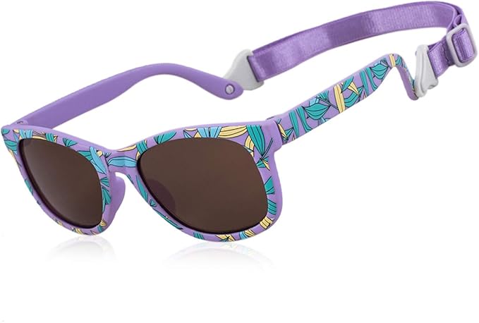 MAXJULI Baby Infant Sunglasses Safe, Soft, With Adjustable Strap 0-24 Months BPA Free 7002