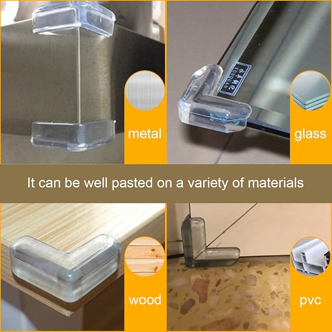 Clear Corner Guards(12 Pack),Table Corner Protectors,Clear Edge Safety Bumpers,High Resistant Adhesive Gel,Corner Protector for Baby,Kids,Furniture,Cabinet,Glass,Coffee Table,ect.