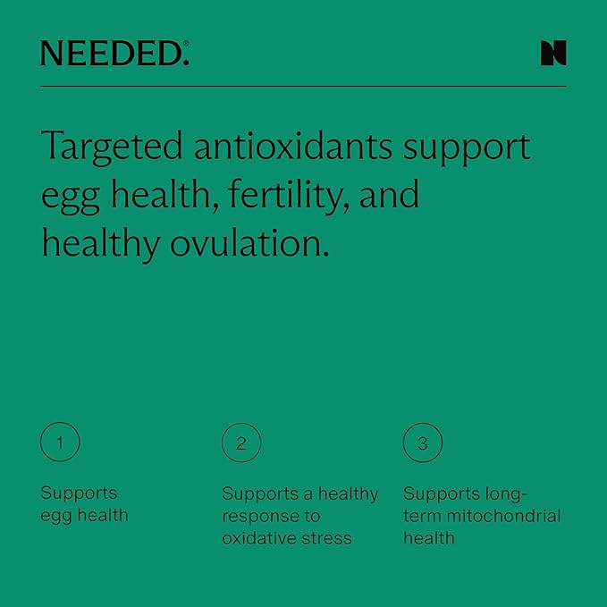 Needed. Egg Quality Support - Optimally Formulated Antioxidants Supplement for Egg Quality - Fertility Support - Fertility Supplement for Women - 60 Capsules - 30 Day Supply