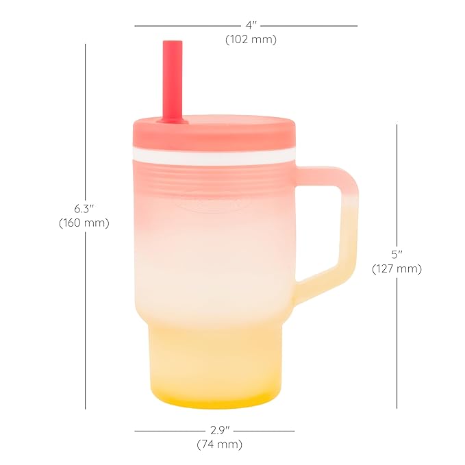 Infantino My 1st Tumbler, Silicone Sippy Cup with Straw & Handle, Spill-Resistant Baby Cup for On-the-Go, BPA-Free Transition Bottle, Sunset Kiss