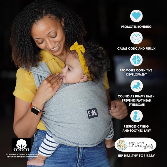 Original Baby K'tan Baby Carrier: #1 Easy Pre-Wrapped, Soft, Slip-On, No Rings, No Buckles | 5 in 1 Baby Sling for Hands-Free Comfort | Heather Grey | X-Large