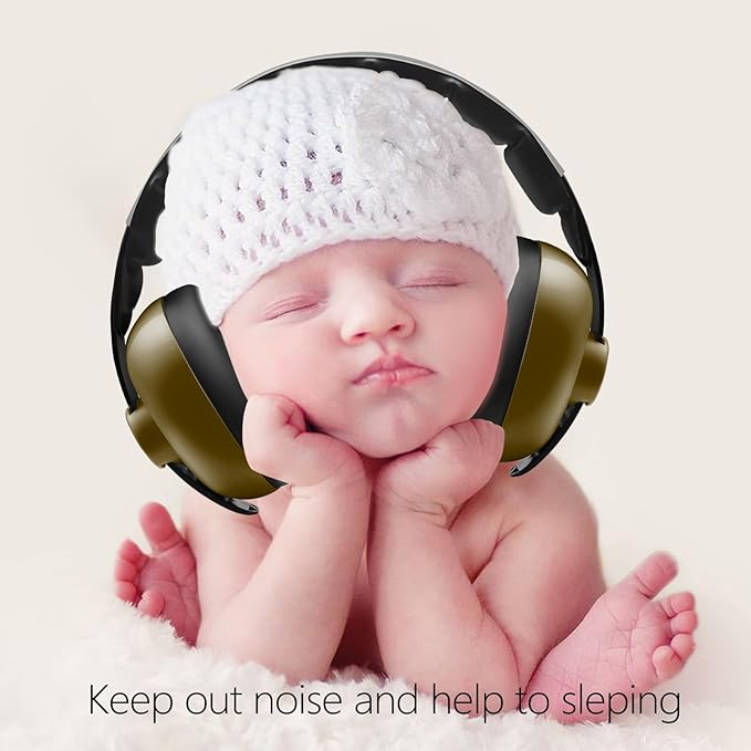 Baby Headphones - Infant Ear Protection for Babies | Baby Earmuffs Noise Cancelling Headphones 3-36 Months - Army Green