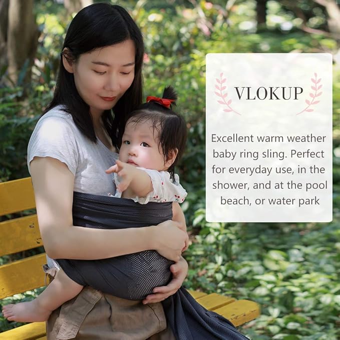 Baby Water Ring Sling Carrier | Lightweight Breathable Mesh Baby Wrap for Infant, Newborn, Kids and Toddlers | Perfect for Summer, Swimming, Pool, Beach | Great for Dad too Grey