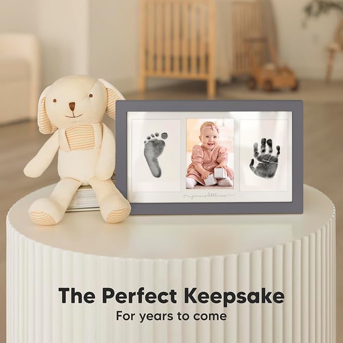 Inkless Hand and Footprint Kit, Boy, Girl, Newborn Keepsake - No Mess Ink Pad for Baby Handprint,Clean Touch Paw Print Kit for Dog Picture Frame,Personalized Baby Christmas Shower Gifts(Gunmetal Gray)