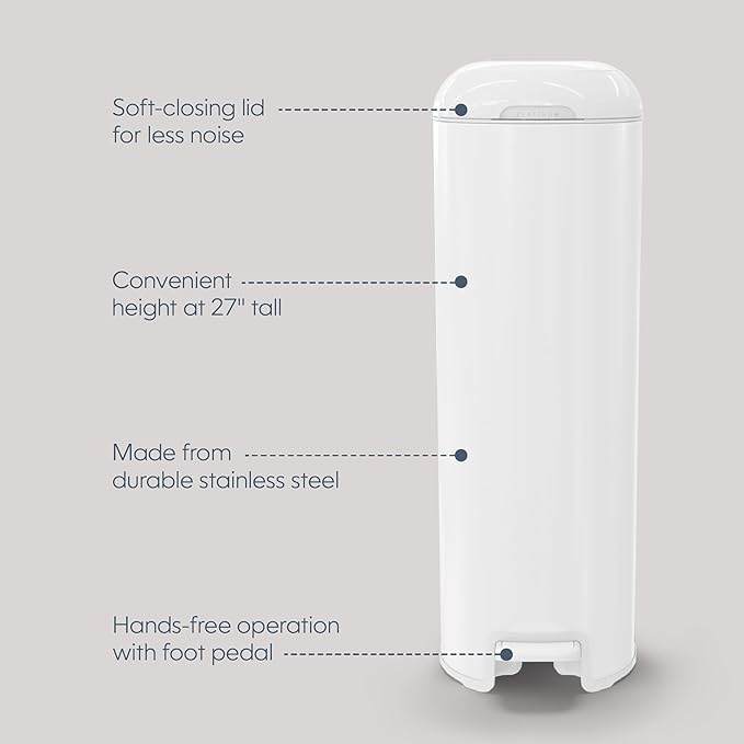Diaper Genie Platinum Diaper Pail Gift Set | Hands-Free Odor Control with Foot Pedal | Stainless Steel Baby Diaper Pail | Includes 2 Easy Roll Refills 48 Bags Total | Baby Registry Must-Have