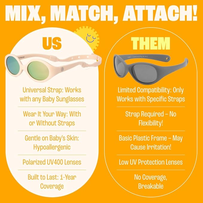 Polarized Baby Sunglasses With Strap - Unbreakable Flexible Infant Sunglasses For Toddlers Newborns 0-24 Months