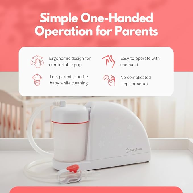 BabySmile – Baby Nasal Aspirator for S-504 Models | BPA-Free Electric Nose Cleaner for Mucus, Snot & Boogers | Simple Controls & Easy-to-Clean Parts | Infant & Toddler Nose Care
