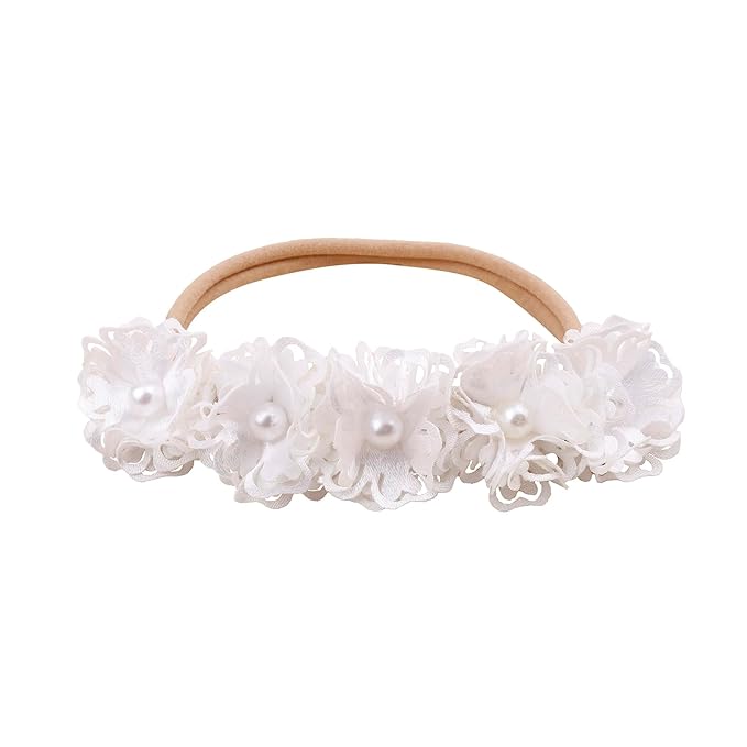 cherrboll 3pcs Baby Girl Headbands Flowers, Super Soft & Stretchy Nylon Floral Hairbands for Newborn Toddler