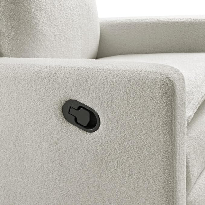 Oxford Baby Uptown Manual Upholstered Glider Recliner Rocking Chair 360° Swivel for Nursery and Living Room – Boucle White
