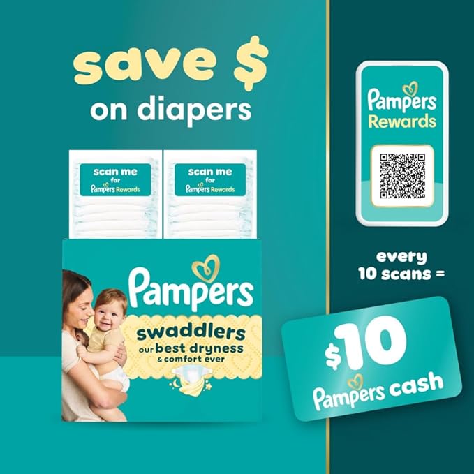 Pampers Swaddlers Diapers, Size 4 (15-34 lbs), 120 Count, Absorbent, Keeps Baby Dry and Comfortable, Skin Safe Disposable Baby Diaper (Packaging May Vary)