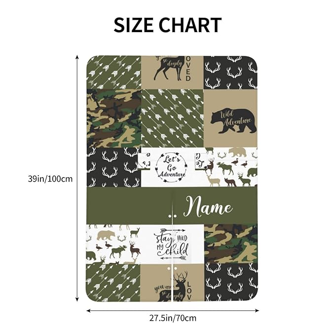 Personalized Deer Bear Baby Car Seat Canopy for Babies with Name, Custom Woodland Army Green Car Seat Covers for Boys, Opening Minky Nursing Breastfeeding Cover Infant Carseat Canopies for Newborn