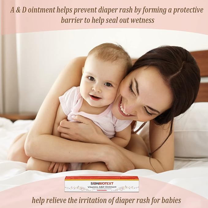A and D Ointment by Sion Biotext Baby Diaper Rash Vitamin A + D Healing Cream for Dry Irritated Skin, Cuts, Burns Soothing Baby Care Medical Moisturizer + First Aid. (4 Ounce (Pack of 4)