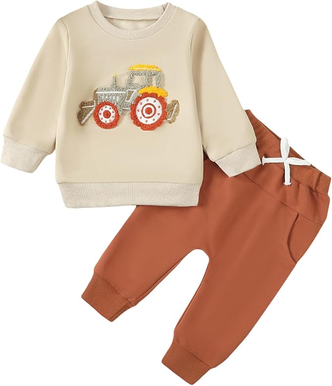 fhutpw Toddler Baby Boy Clothes Funny Letter Long Sleeve Sweatshirt Pullover Top Jogger Pants Fall Winter Outfits