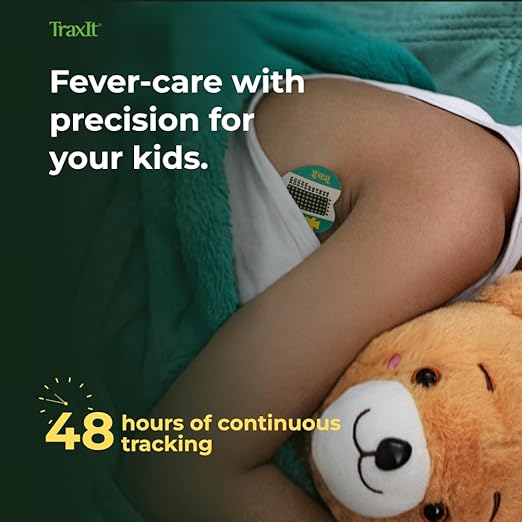 Wearable Children’s Axillary Thermometer – 48-Hour Continuous Read, Clinically Accurate, Single-Use Pediatric Thermometer for Kids, Babies, Toddlers & Infants (100-Pack (Celsius))