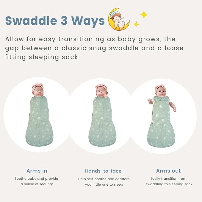 ZIGJOY Baby Swaddle Sleep Sack, 1.0 TOG Sleep Sack Swaddles for Newborns & infant 0-6 Months 100% Cotton Baby Wearable Blanket for Newborn Registry Essentials
