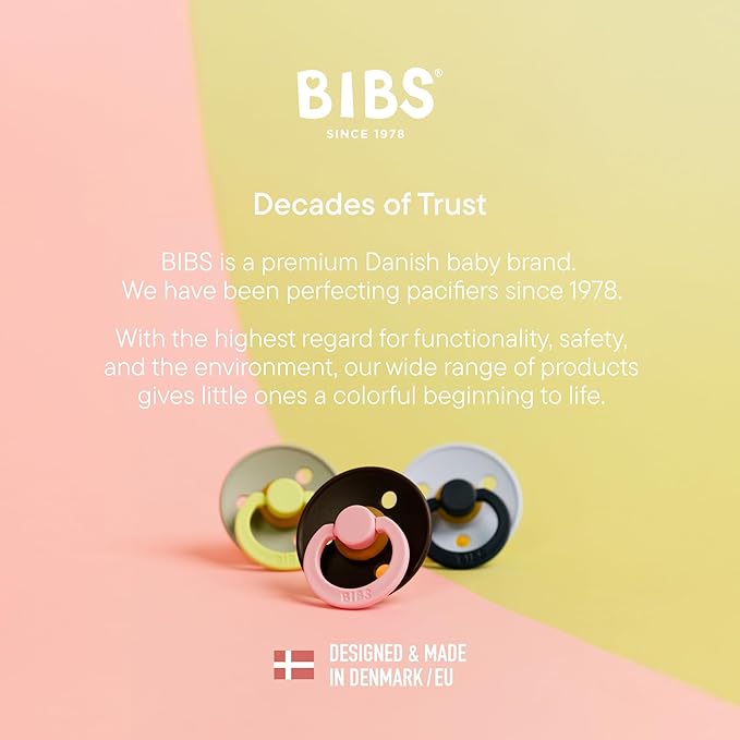 BIBS Colour Studio Pacifier 2-Pack, BPA Free, Round Nipple. Natural Rubber Latex, Made in Denmark, Size 1 (0-6 Months) - Sage/Huntergreen