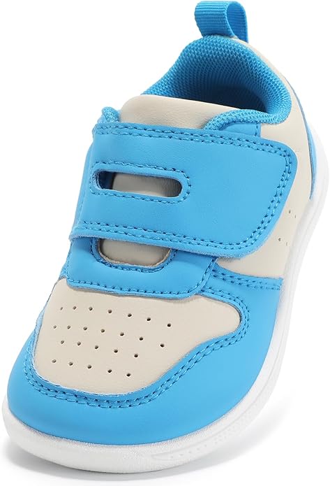 Toddler Wide Toe Box Barefoot Shoes Boys Girls Sneakers Zero Drop Kid Tennis Running Shoes Lightweight Non-Slip Comfortable Leather First Walking Shoe Outdoor Activities School