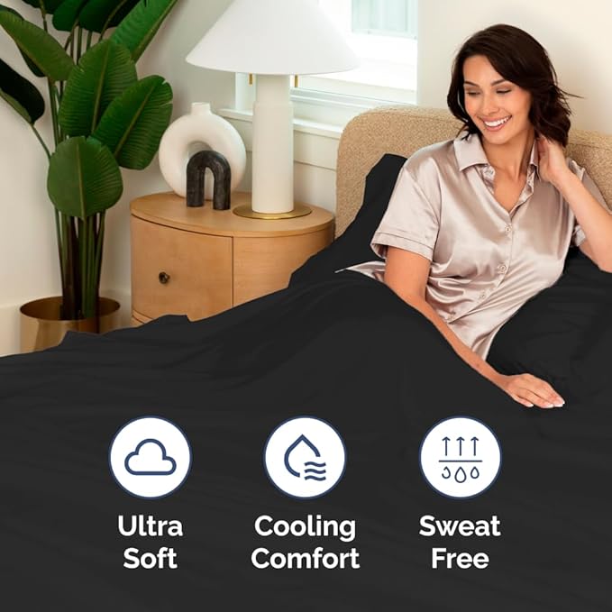Full XL Bed Sheet Set - 4 Piece Extra Long Extended Full XL Sheets - Ultra-Soft, Breathable & Cooling - Fits 8” to 16" Mattress w/ Deep Pockets - 54" x 80" - Easy-Fit, Wrinkle & Fade Resistant - Black