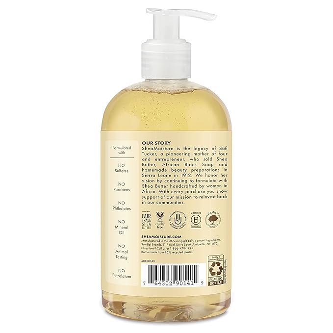 SheaMoisture Baby Wash & Shampoo for All Skin Types Raw Shea, Chamomile & Argan Oil Baby Wash and Shampoo with Frankincense & Myrrh to Help Cleanse 13 oz, Gold, Packaging may vary