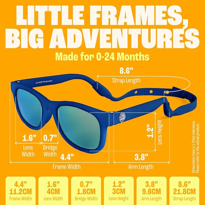 Polarized Baby Sunglasses With Strap - Unbreakable Flexible Infant Sunglasses For Toddlers Newborns 0-24 Months