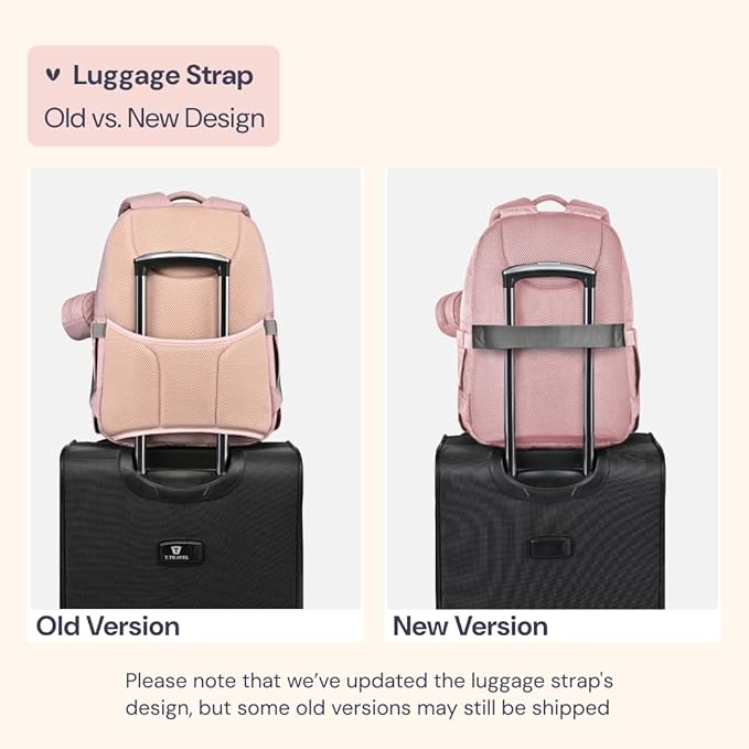 BabbleRoo Diaper Bag Backpack - Travel Large Baby Diaper Bag with Changing pad, Waterproof Baby Bags for Mom & Dad, Unisex Bags with Pacifier Case, Luggage Strap & Stroller Clips– Pink