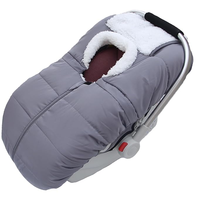 Fairy Baby Winter Car Seat Cover for Babies Carseat– Waterproof, Warm Car Seat Cover Baby – Universal Winter Cover for Back Seat, Infant Car Seat & Baby Carseat (Grey)