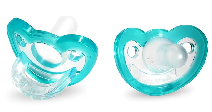 RaZbaby Jollypop Pacifier for Newborns & Up, USA Made, Natural Shaped Orthodontic Binky, Lovingly Shared in NICUs & Hospitals Worldwide, Medical-Grade 100% BPA-Free - 0-3 Months, 2 Pack - Teal