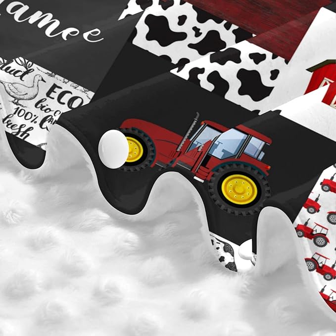Personalized Farm Red Tractors Baby Car Seat Canopy for Babies with Name, Custom Car Seat Covers for Girls Boys, Opening Minky Nursing Breastfeeding Cover Infant Carseat Canopies for Newborn