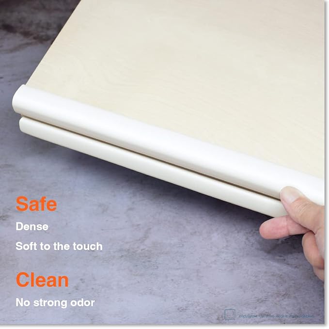 Roving Cove Slimfit Edge Protector for Baby Proofing (9ft Small Edge Only), Soft Rubber Foam Furniture Edge Bumper Guard, Desk Edge Cushion, 3M Adhesive, Oyster White (Off White)