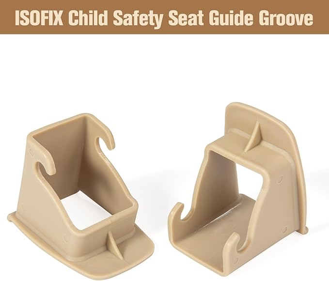 ISOFIX Interface Belt Latch Guide, 2Pcs Car Seat ISOFIX Interface Buckle Fixed Guide Groove Car Seat Bracket Connector (2Pcs Beige)