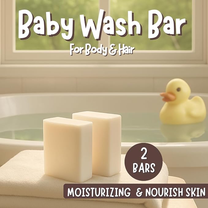 Fragrance Free Baby Bar Soap for Sensitive Skin | Unscented Natural soap bar for toddlers kids adults with gentle skin | Organic ING | Made in USA | 2 Bars