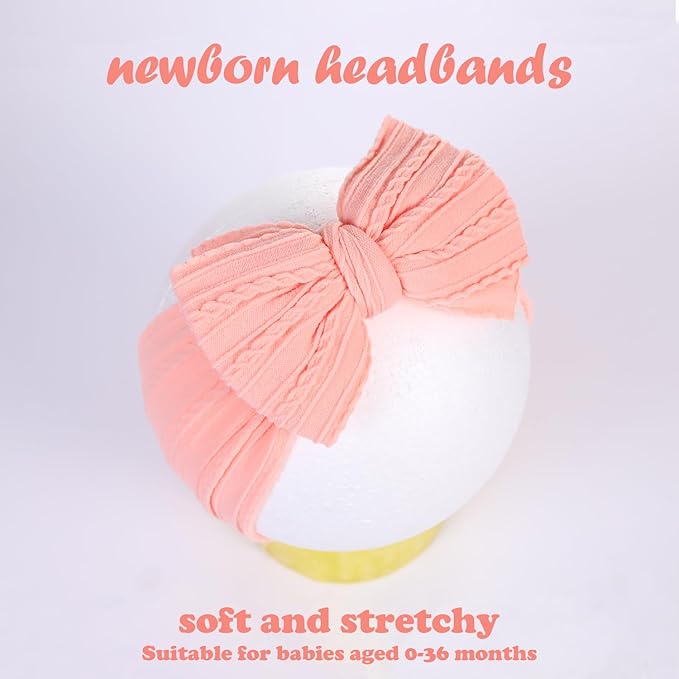 Baby Bows Headbands Soft Nylon Handmade Hair Accessories for Newborn Infant Toddler Kids (6 Mixed Pink, Large)