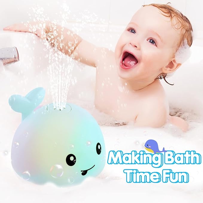 Gigilli Baby Bath Toys, Bath Toys for Kids Ages 1-3, 1 2 3 Year Boy Girl Valentines Gifts for Babies 6-12-18 Months, Light Up Whale Bath Toy Sprinkler Toddler Birthday Bathtub Fountain Pool Water Toy