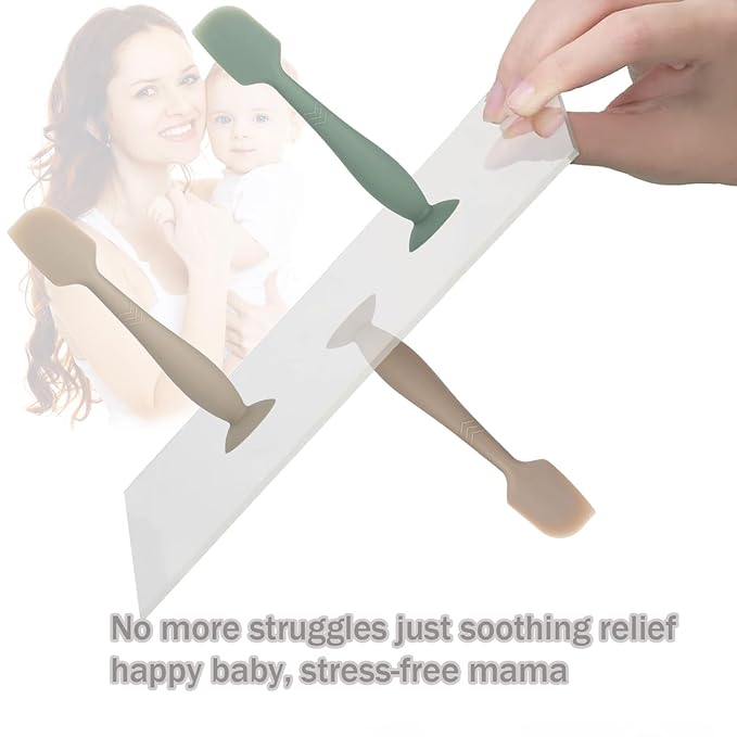 Baby Diaper Cream Spatula - Baby Diaper Rash Cream Applicator for Butt Paste Diaper Cream - Newborn Essentials (gray, green, brown)