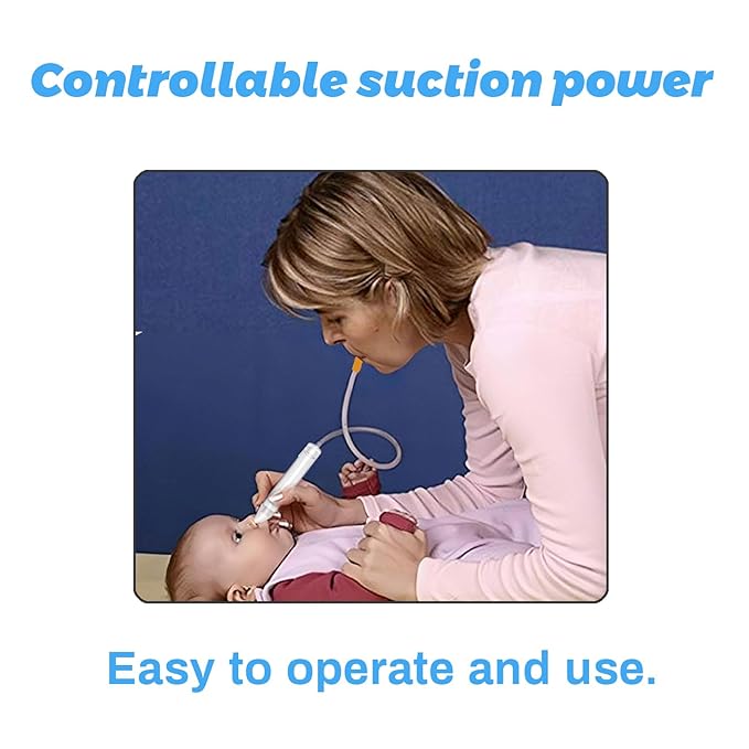 Baby Nasal Aspirator with 24 Replacement Filters - Soft Silicone Tip Nose Sucker for Newborns and Toddlers - Manual Suction for Quick Relief from Congestion - BPA-Free Transparent Mucus Extractor