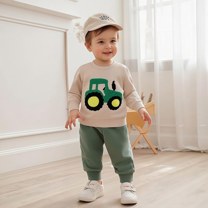 Baby Boy Fall Clothes Set Long Sleeve Letter Print Sweatshirt Pants Toddler Infant Outfits 6 12 18 24 Months 2T